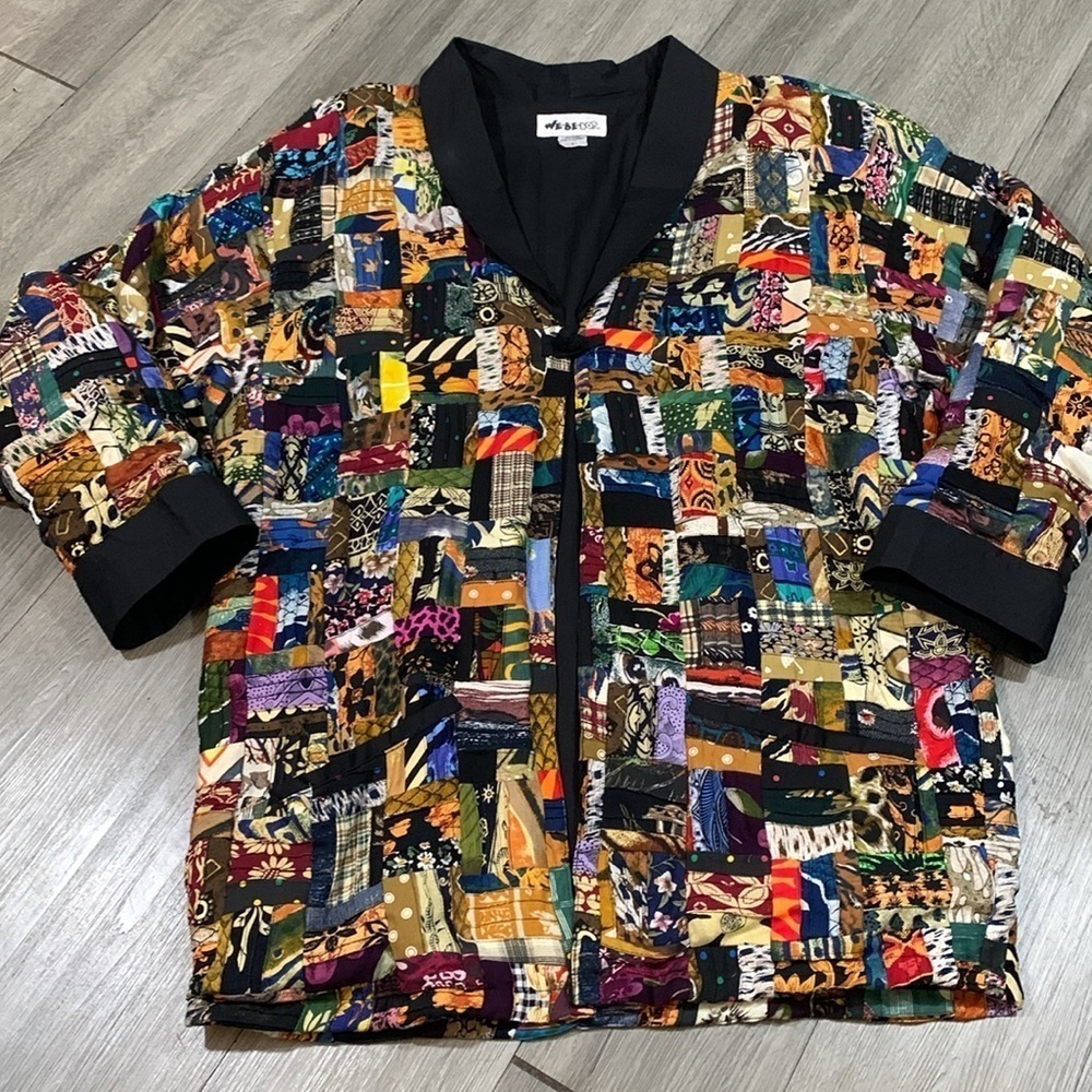 We Be Bop Patchwork Multicolor Vtg Lined Topper/J… - image 7